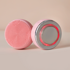 A Japanese skincare device, the IREN Shizen SKIN GENIE PRO Cleansing Brush, features customizable skincare benefits and LED light therapy with a red light.