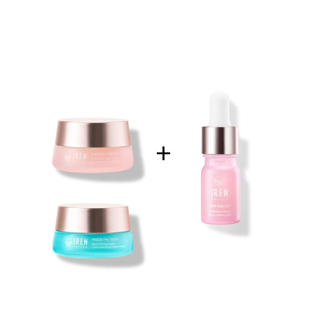 The MOCHI SKIN Instant Glow Travel Set by Fast Bundle includes three jarred skincare products and a dropper bottle, all presented against a white background.